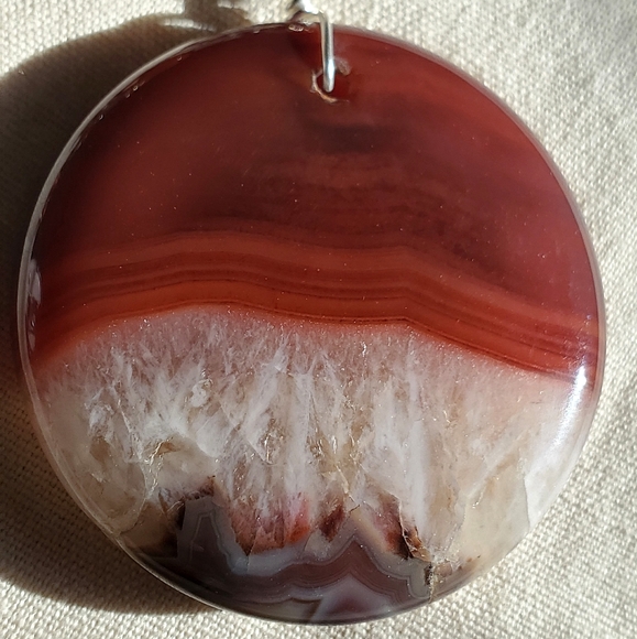 Handmade Agate and crystal necklace with dangling beads - Picture 5 of 14